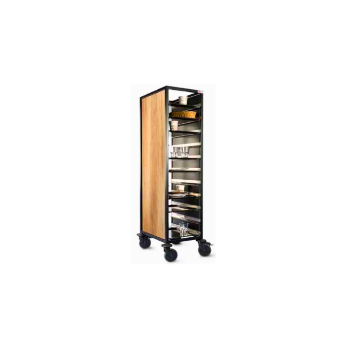 Tablettabräumwagen "Der Rustikale", Eicheoptik 470 x 630 x 1650 mm