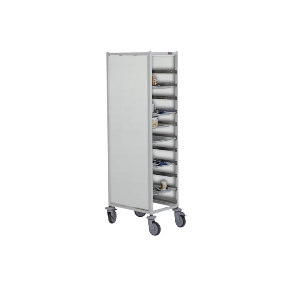 Tablettabräumwagen grauer Rahmen, lichtgrau, 470 x 630 x 1650 mm